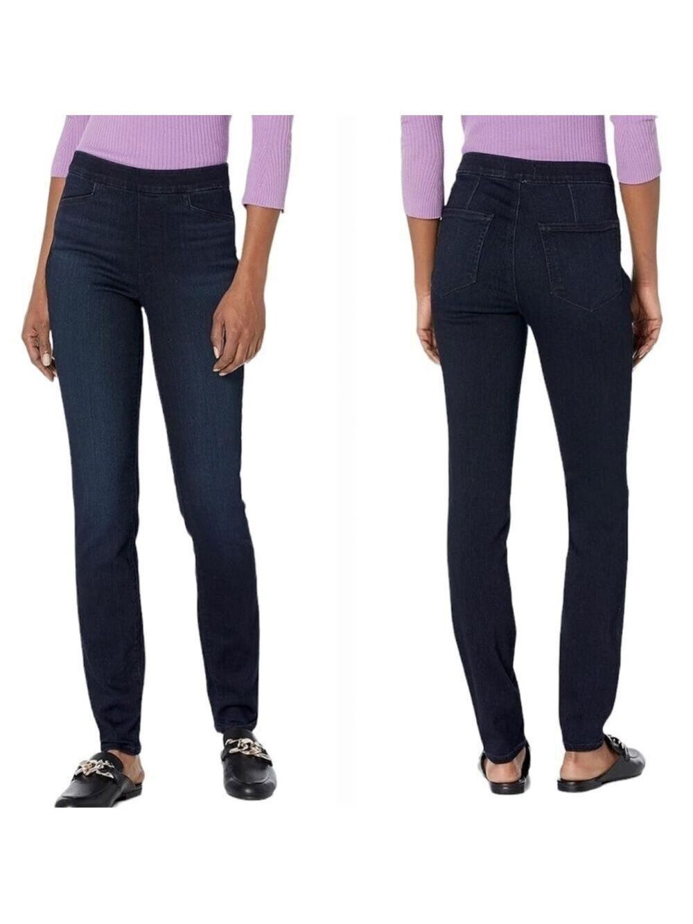 Paige Hoxton Ultra Skinny Pull on High Rise in Dark Wash Drama, size 26